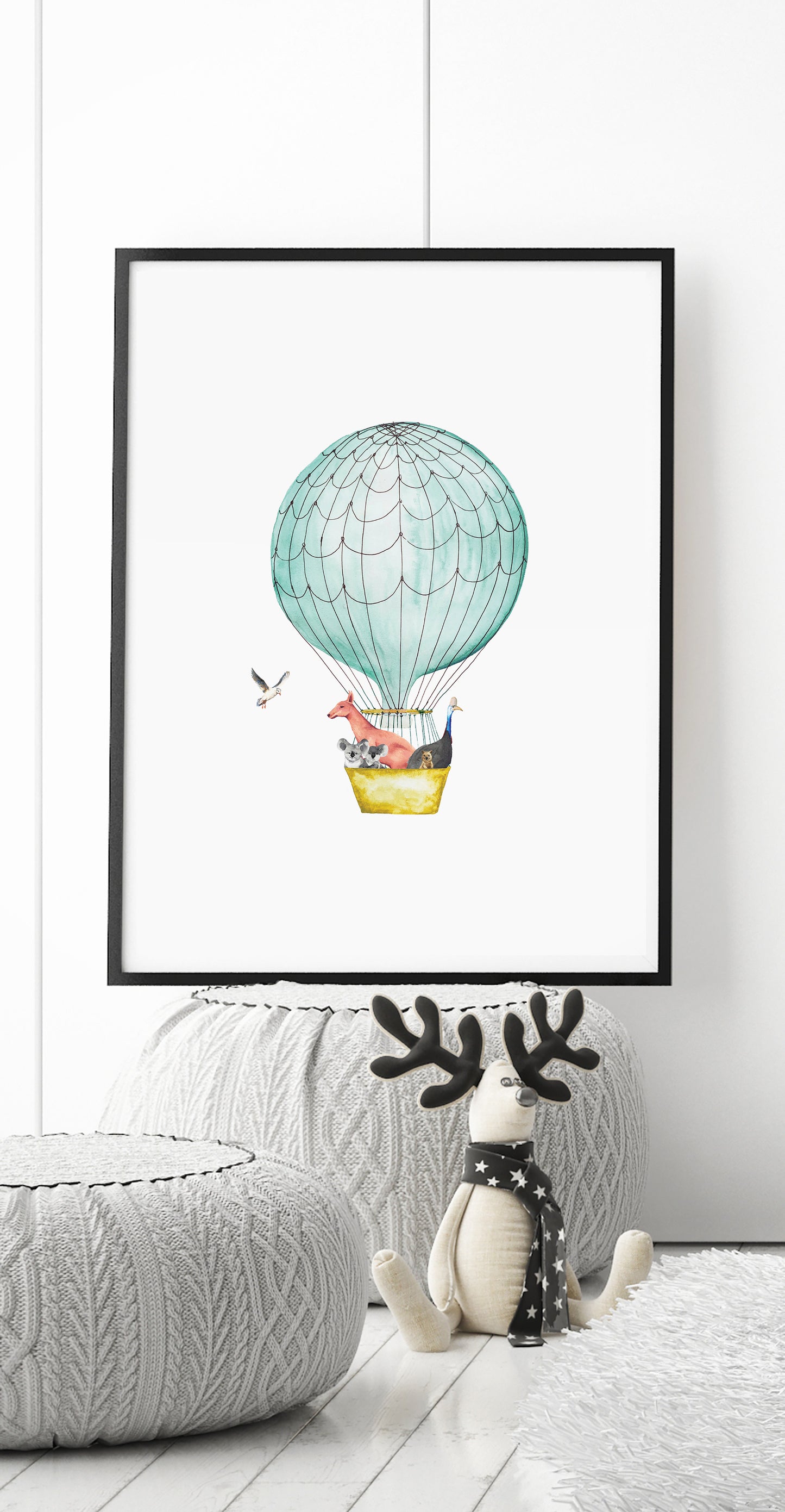 Australian Animals Hot Air Balloon Art Print