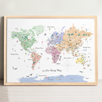 Educational World Map Art Print