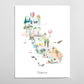 California Illustrated State Map Art Print