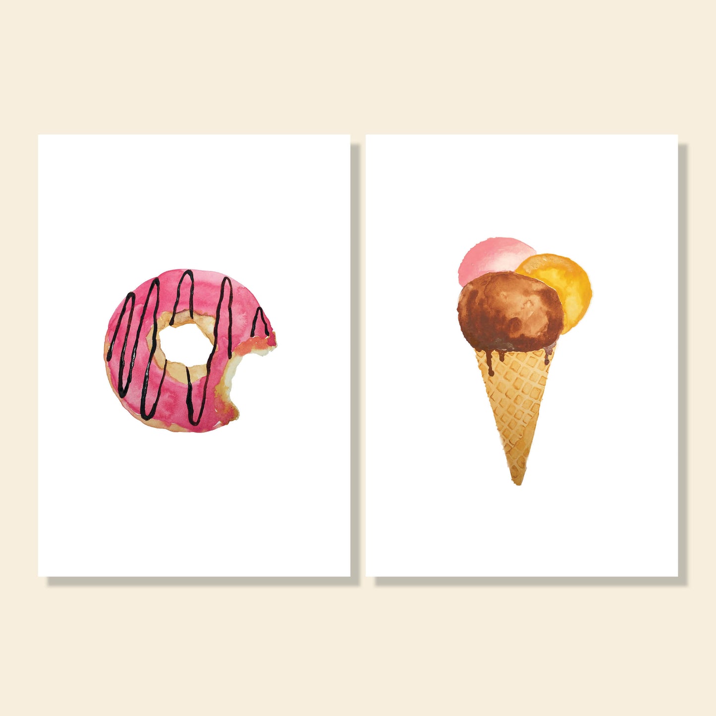 Dessert Gallery Printable Set | Doughnut & Ice Cream Cone