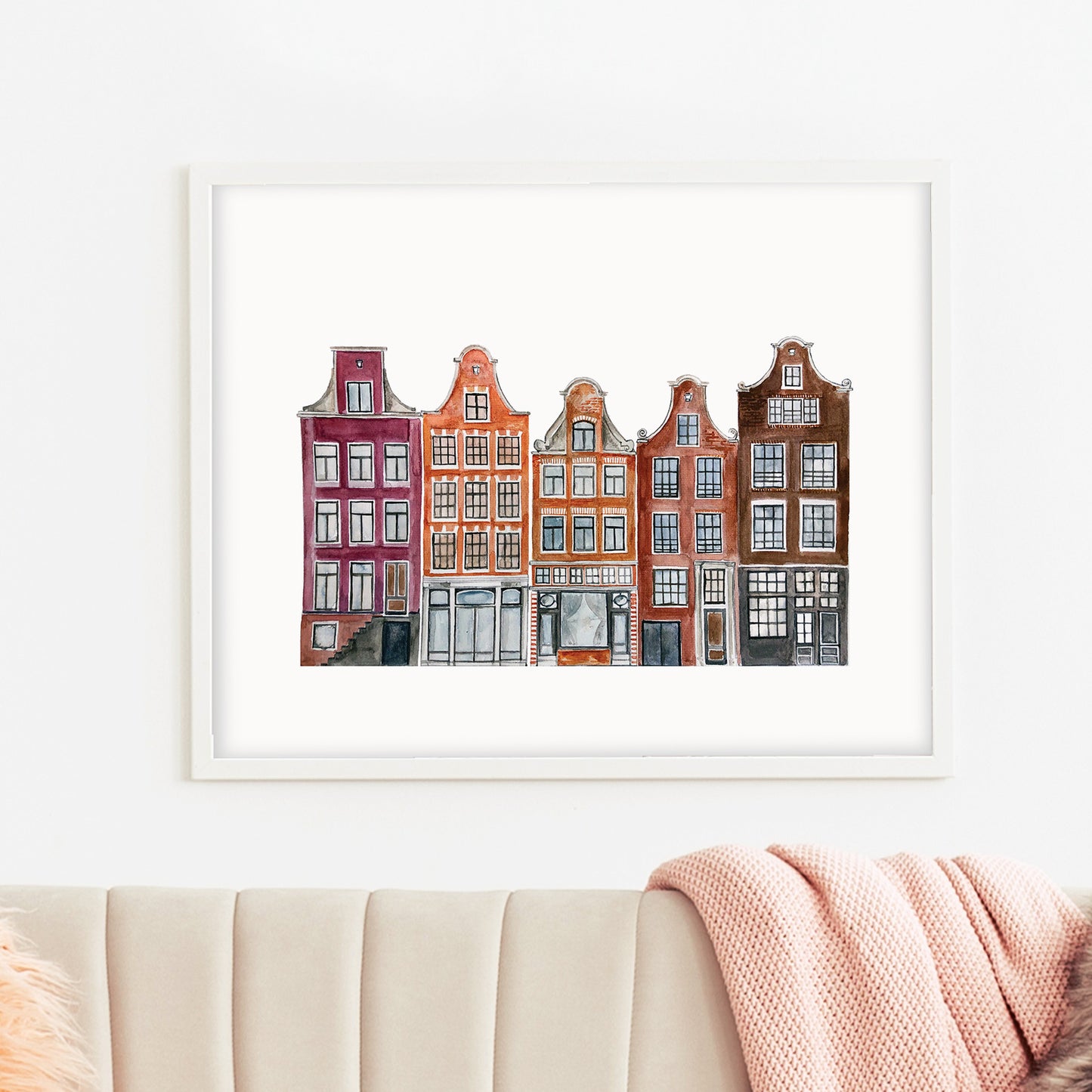 Amsterdam Streetscape Illustrated Art Print
