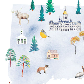 Connecticut Illustrated State Map Art Print