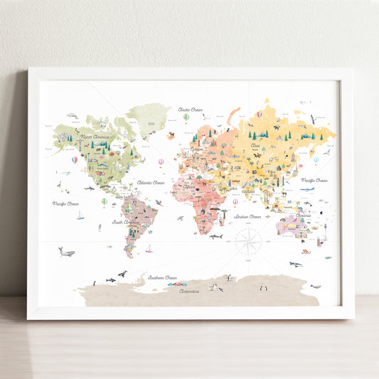 Educational World Map Art Print
