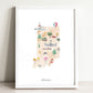 Indiana Illustrated State Map Art Print