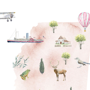 Mississippi Illustrated State Map Art Print