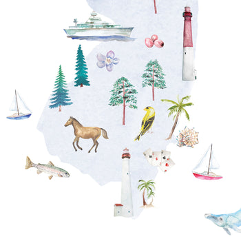 New Jersey Illustrated State Map Art Print