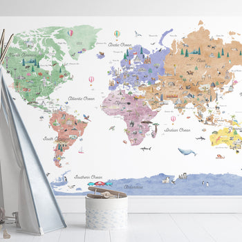 World Reference Map Wall Decal