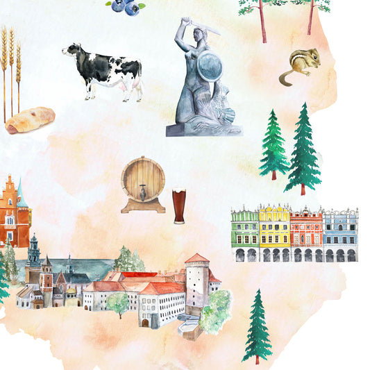 Poland Illustrated Map Art Print