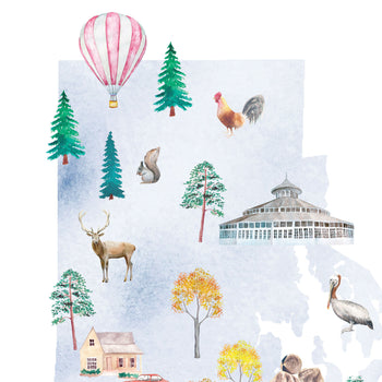 Rhode Island Illustrated State Map Art Print