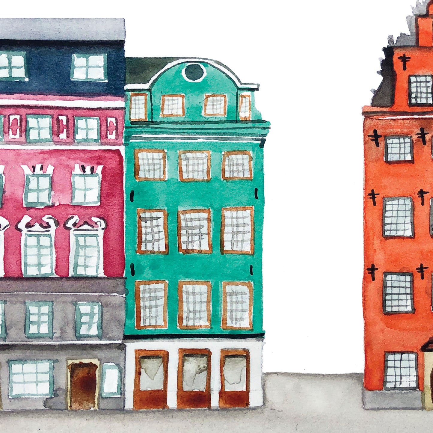 Stockholm Streetscape Illustrated Art Print