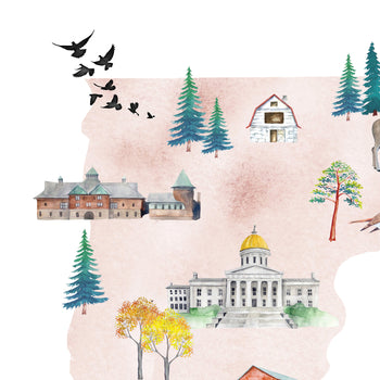Vermont Illustrated State Map Art Print