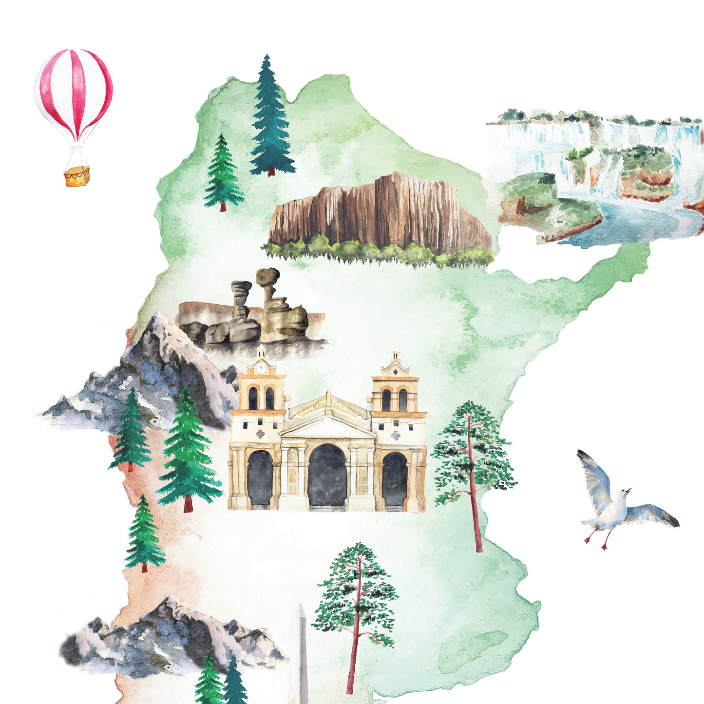 Argentina Illustrated Map Art Print