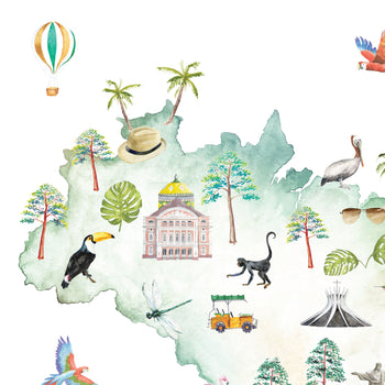 Brazil Illustrated Map Art Print