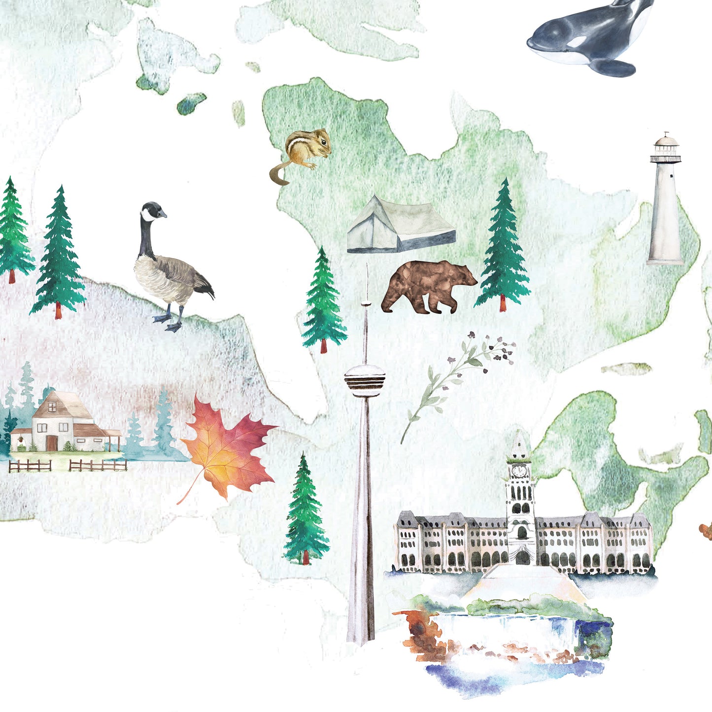 Canada Illustrated Map Art Print