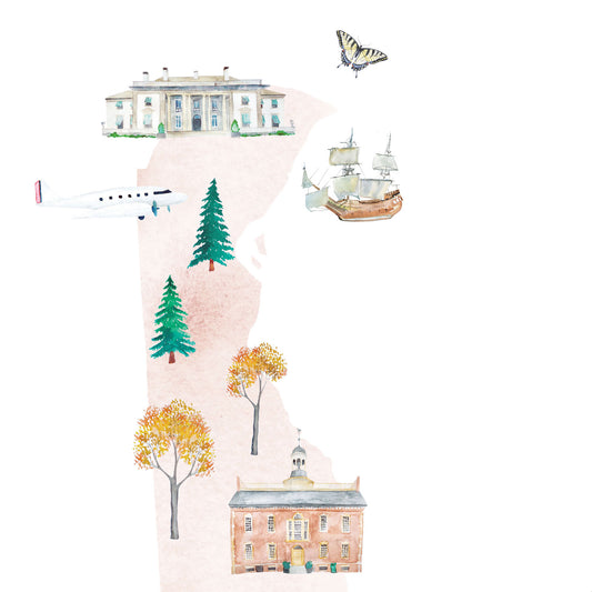 Delaware Illustrated State Map Art Print