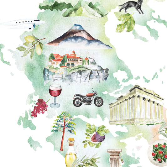 Greece Illustrated Map Art Print