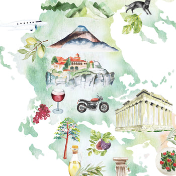 Greece Illustrated Map Art Print