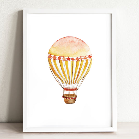 Vintage Orange Hot Air Balloon Art Print