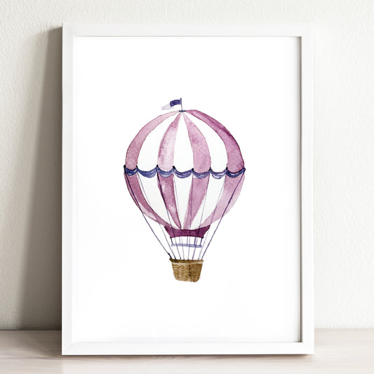 Vintage Purple Hot Air Balloon Art Print