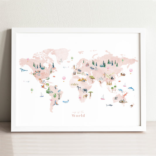 Travel World Map Art Print