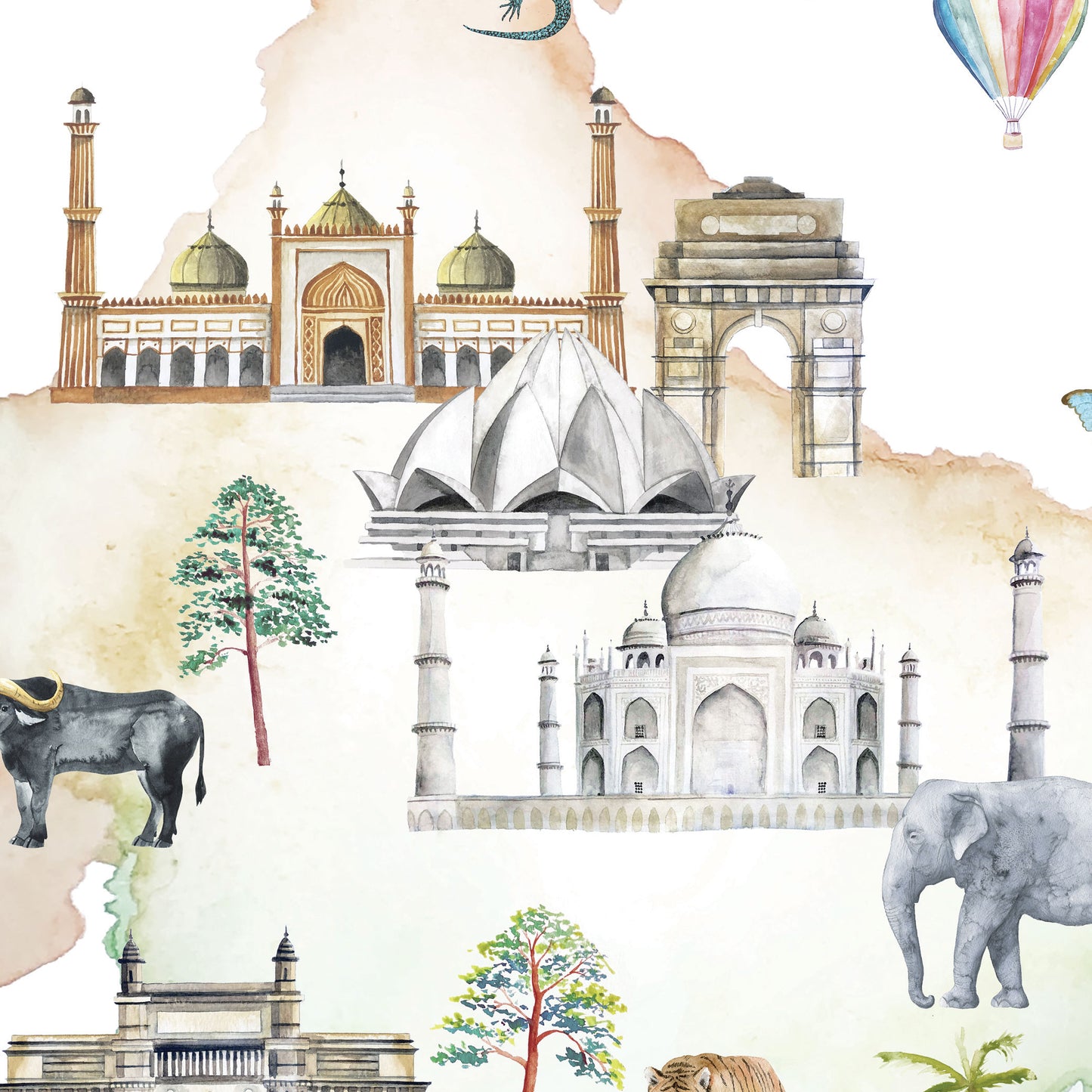 India Illustrated Map Art Print