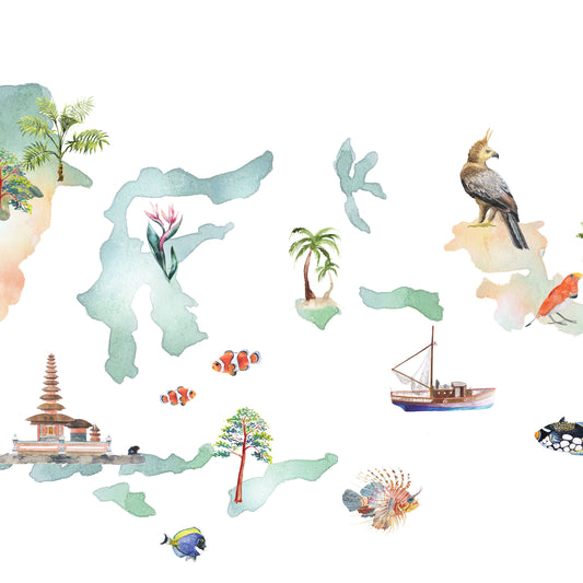Indonesia Illustrated Map Art Print