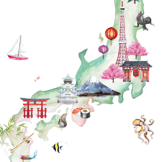 Japan Illustrated Map Art Print