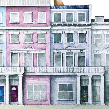 London Notting Hill Streetscape Illustrated Art Print