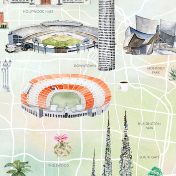 Los Angeles Illustrated City Map Art Print