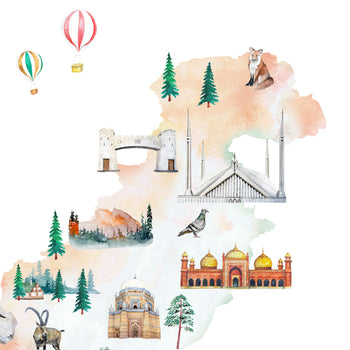 Pakistan Illustrated Map Art Print