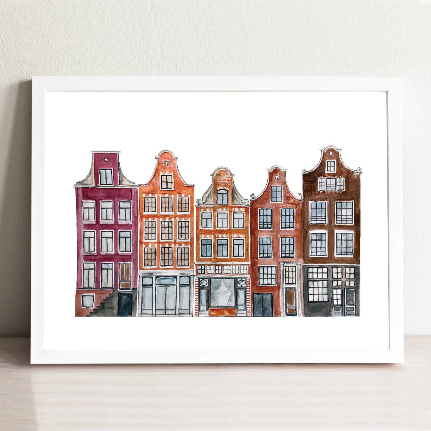 Amsterdam Streetscape Illustrated Art Print