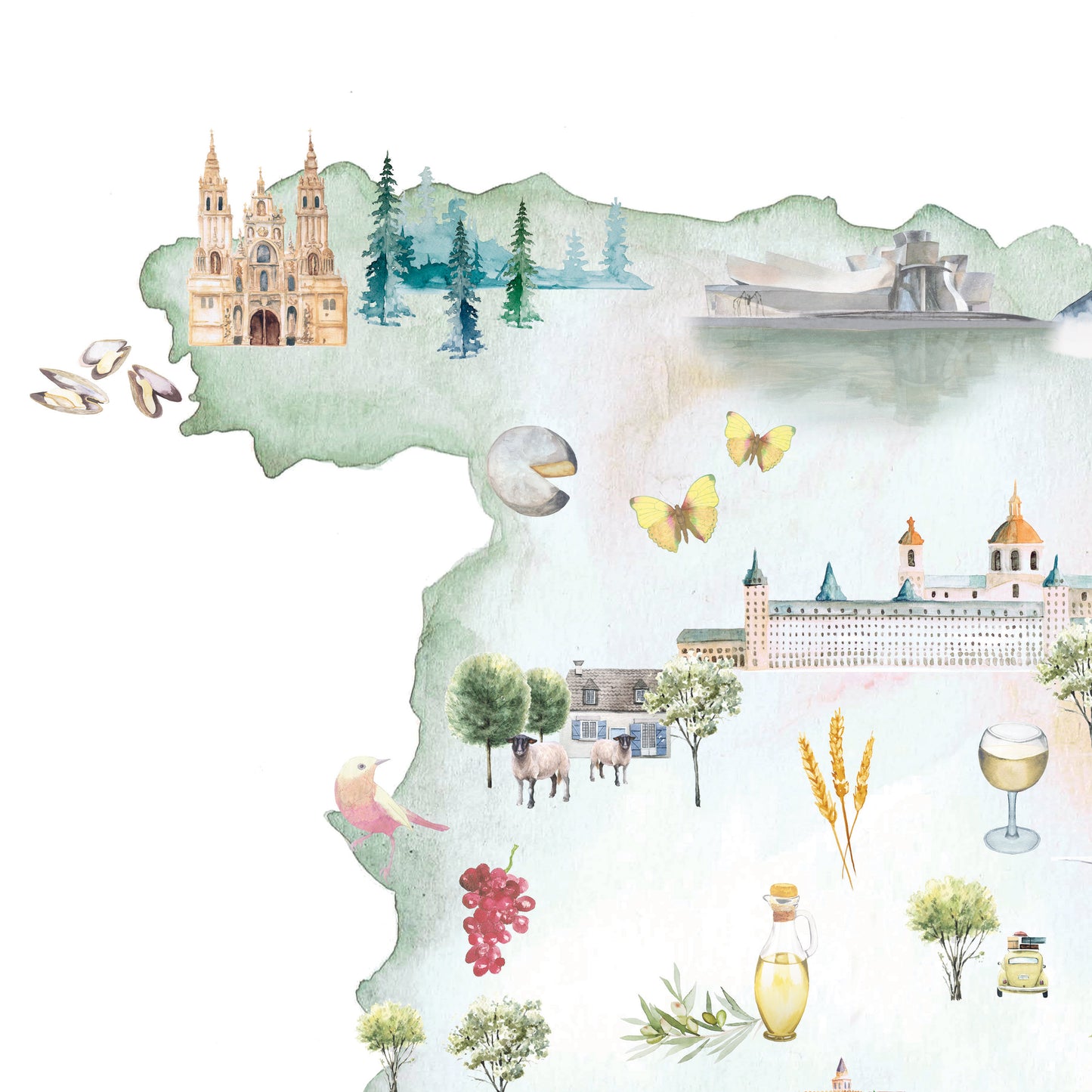 Spain Illustrated Map Art Print