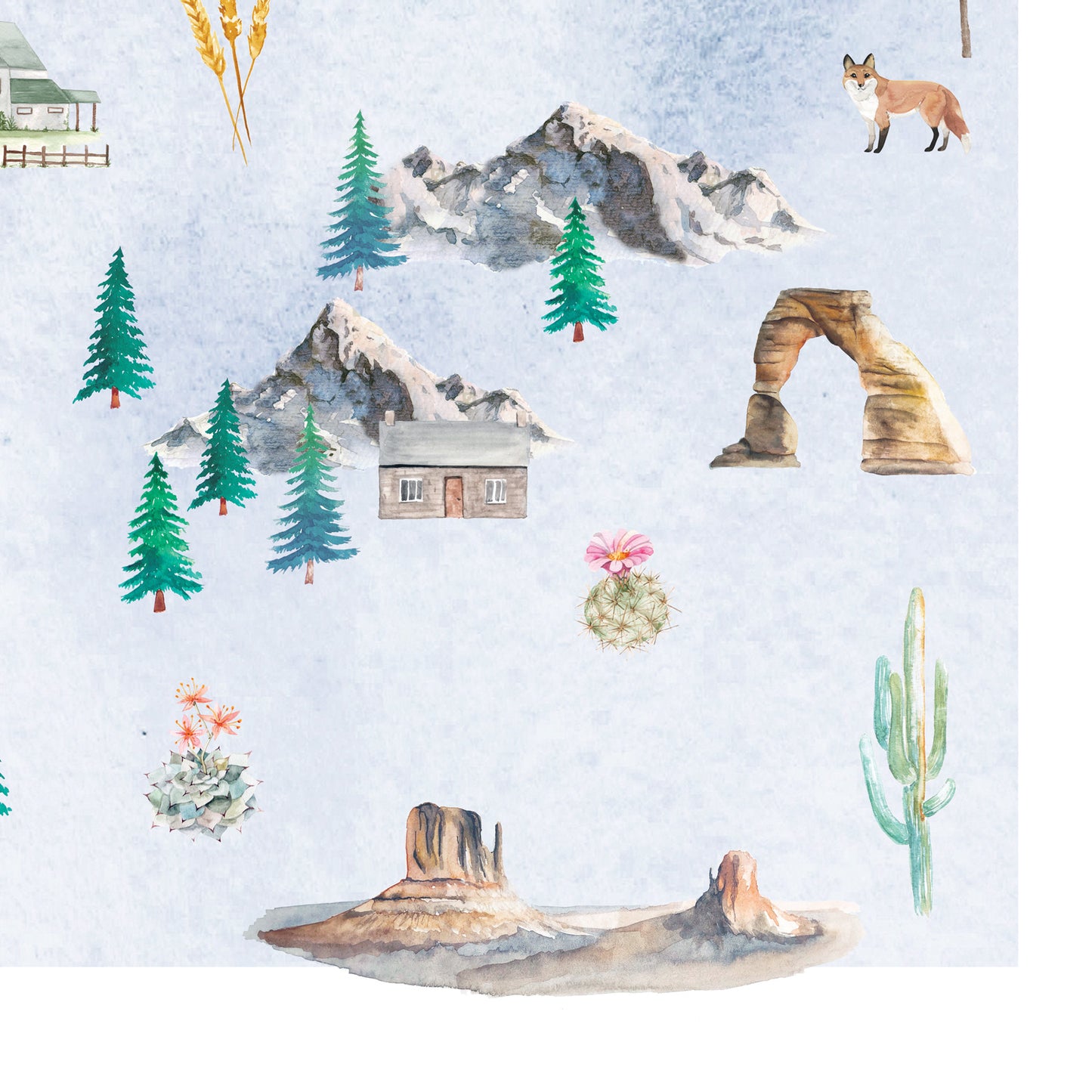 Utah Illustrated State Map Art Print