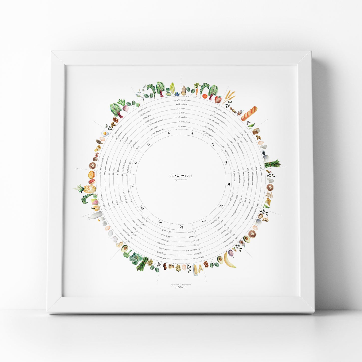 Vitamin Wheel Art Print - Vegetarian